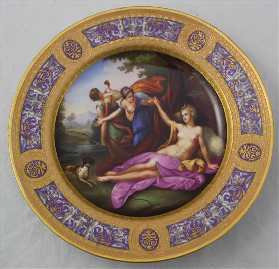 A Vienna porcelain mythological plate, c.1805, diameter 24.5cm